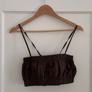 Cosetta Brown Ruched Crop Top